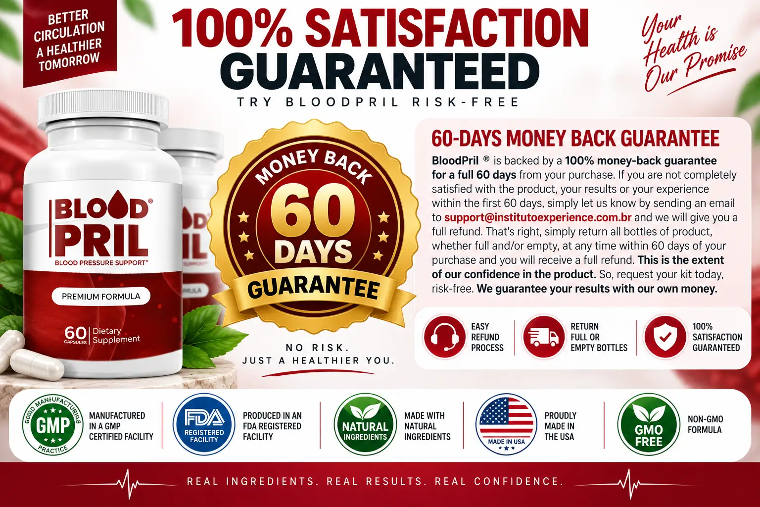 BloodPril 60-day money-back guarantee — your satisfaction is our priority